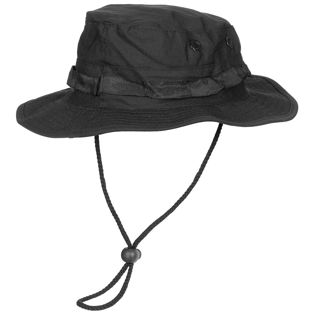 Sombrero US GI rip-stop negro, algodón 100% con ojales de ventilación
