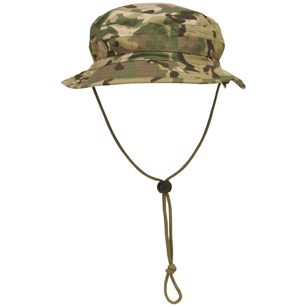 Sombrero Special Forces británico verde con ala estrecha y cordón bajo la barbilla