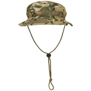 Sombrero Special Forces británico verde con ala estrecha y cordón bajo la barbilla
