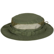 Sombrero Boonie Mesh verde con ventilación perimetral y cordón ajustable