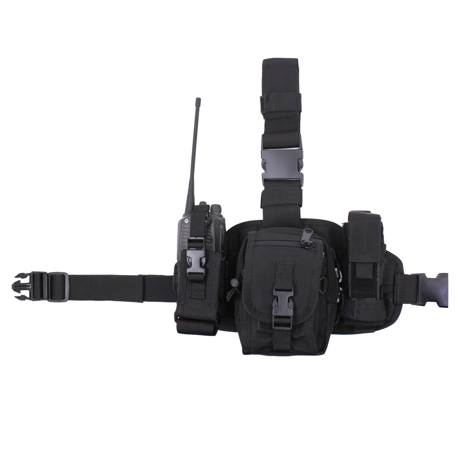 Funda muslera RIG universal negra con tres compartimentos y sistema MOLLE, poliéster 600D