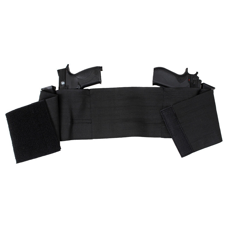 Funda elástica negra para dos pistolas, cinturón para llevar alrededor de la cintura, material poliéster