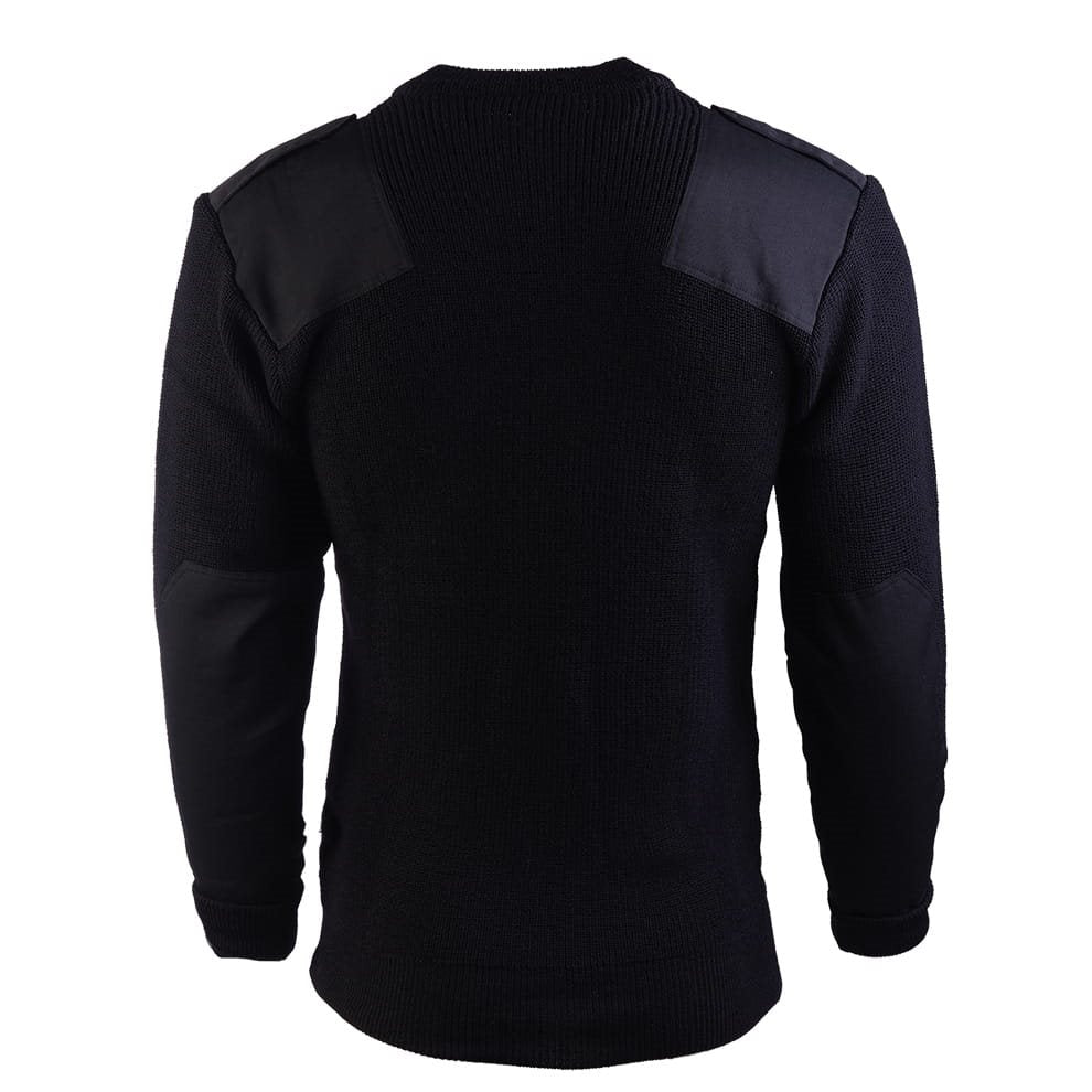Jersey de lana negro estilo Bundeswehr con bolsillo (80% lana, 20% poliacrilico)