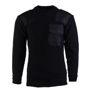 Jersey de lana negro estilo Bundeswehr con bolsillo (80% lana, 20% poliacrilico)