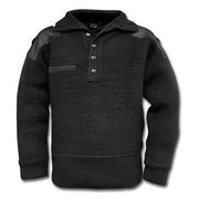 Suéter militar negro copia del modelo austríaco con refuerzos, cuello alto y panel VELCRO
