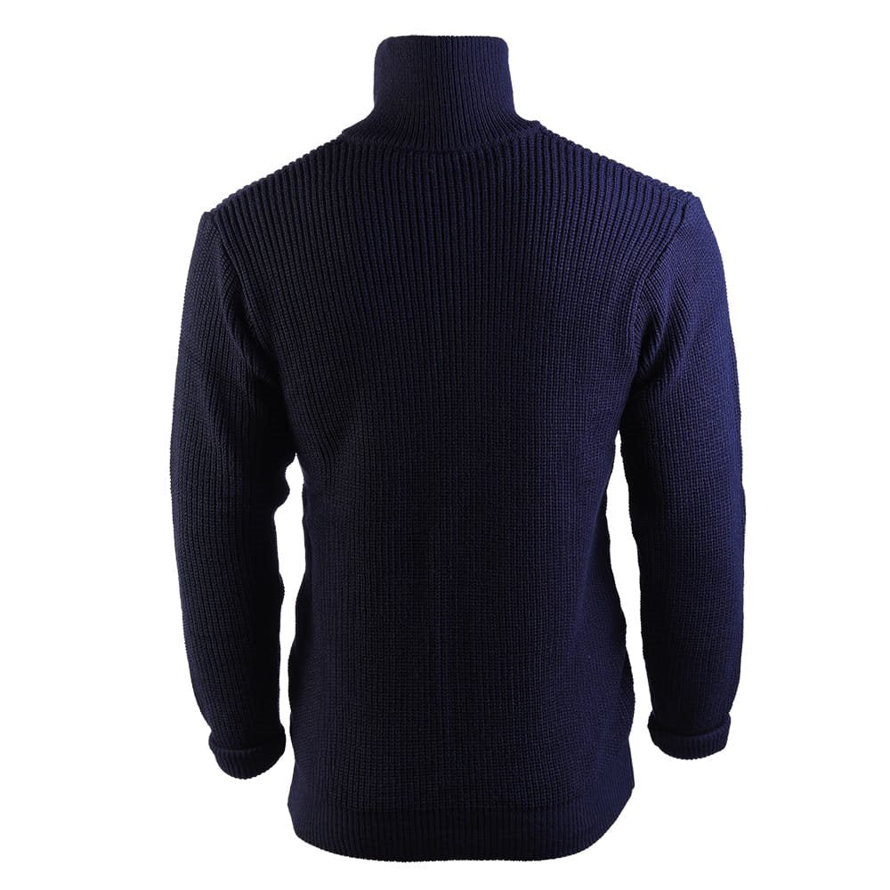 Jersey TROYER Acryl azul con cuello alto y cremallera