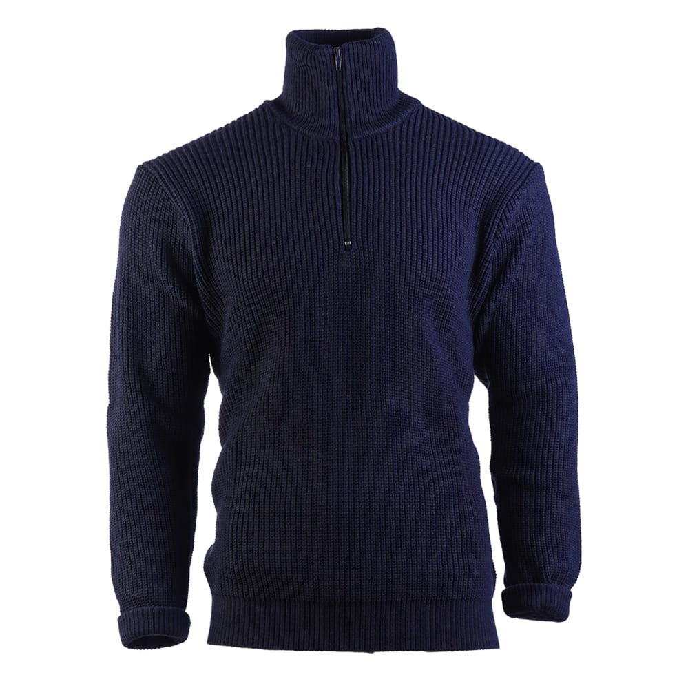 Jersey TROYER Acryl azul con cuello alto y cremallera