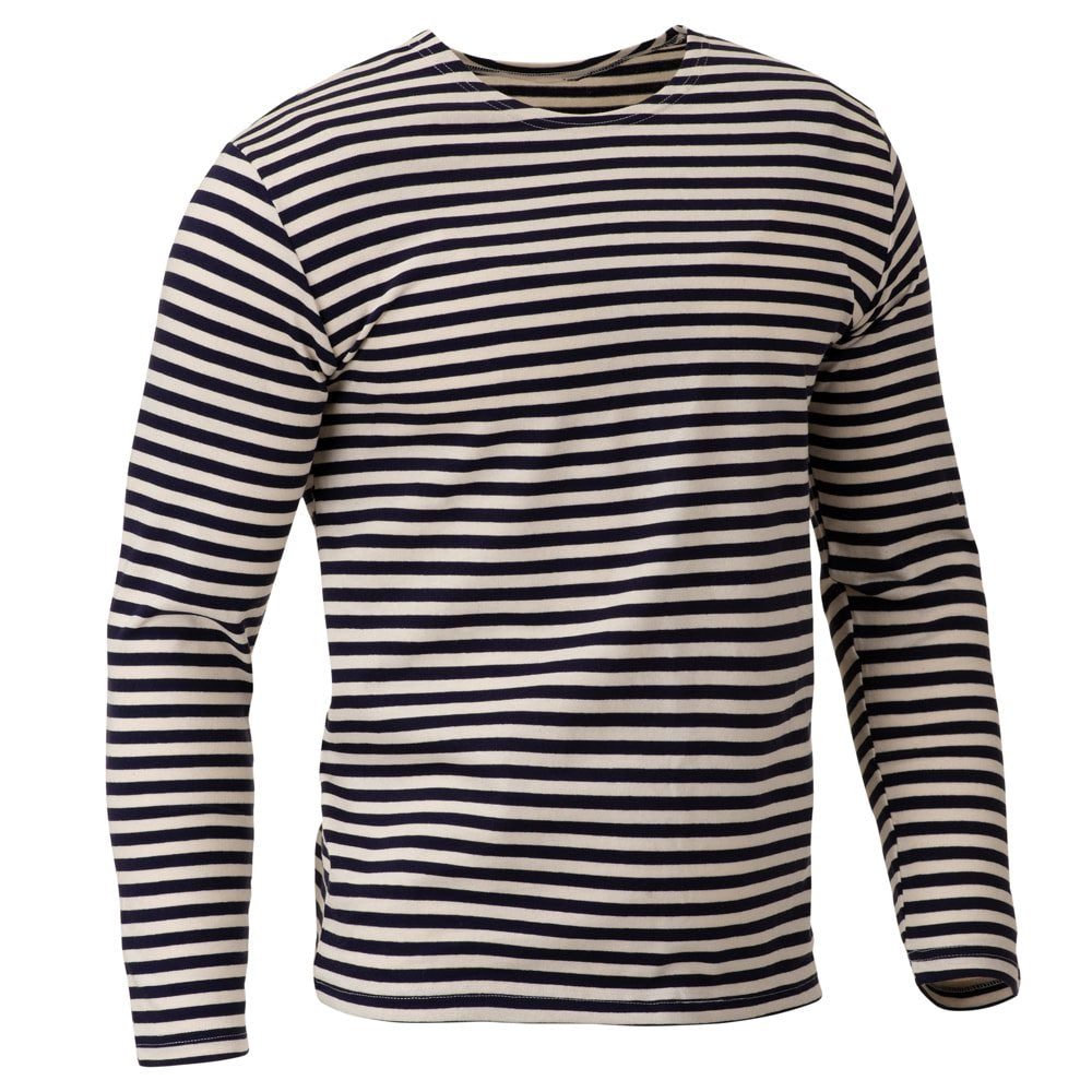 Camiseta marinera de manga larga a rayas en azul oscuro