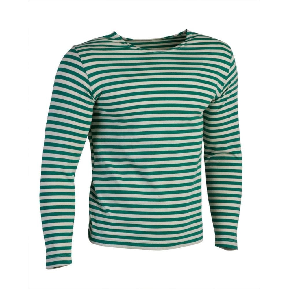 Camiseta marinera de manga larga verde y blanco en algodón