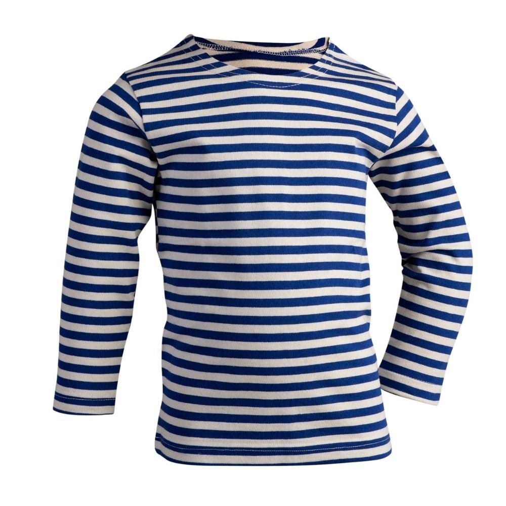 Camiseta marinera infantil a rayas azul claro de manga larga, 100% algodón