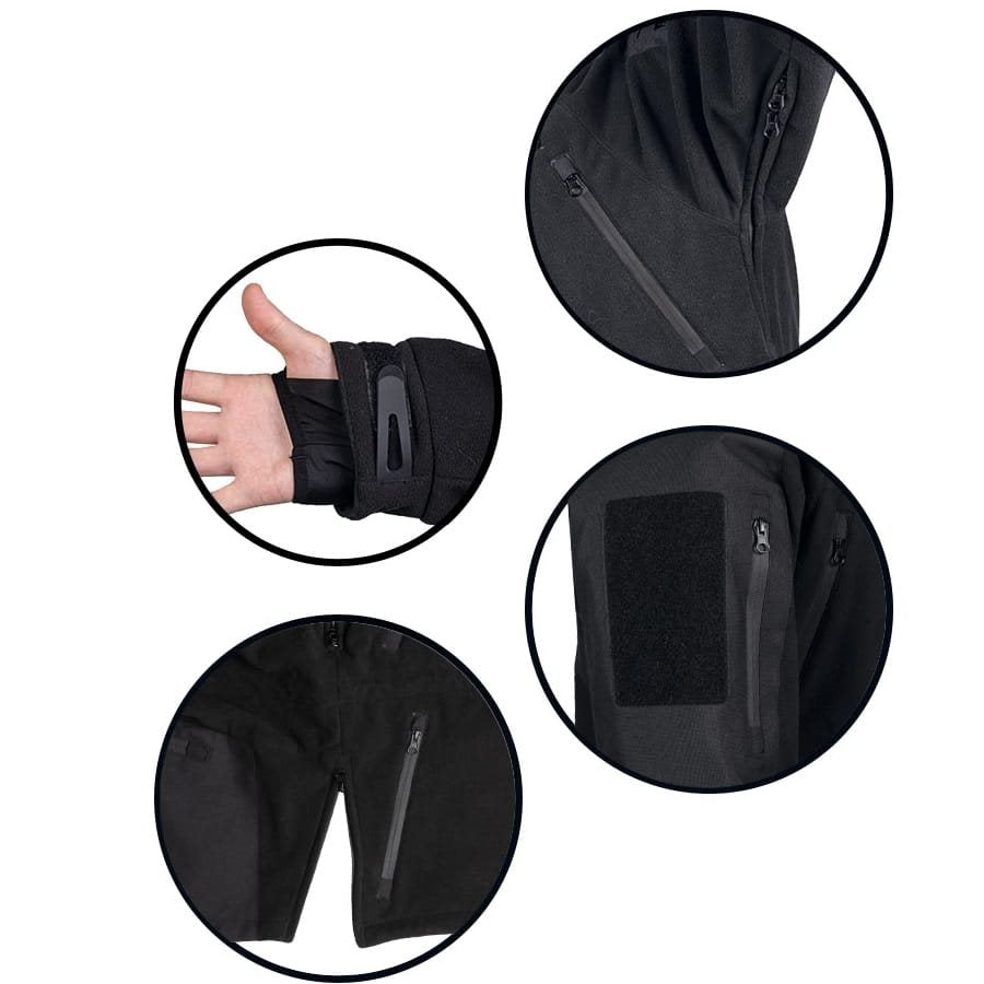 Chaqueta fleece negra con membrana TPU modelo PLUS