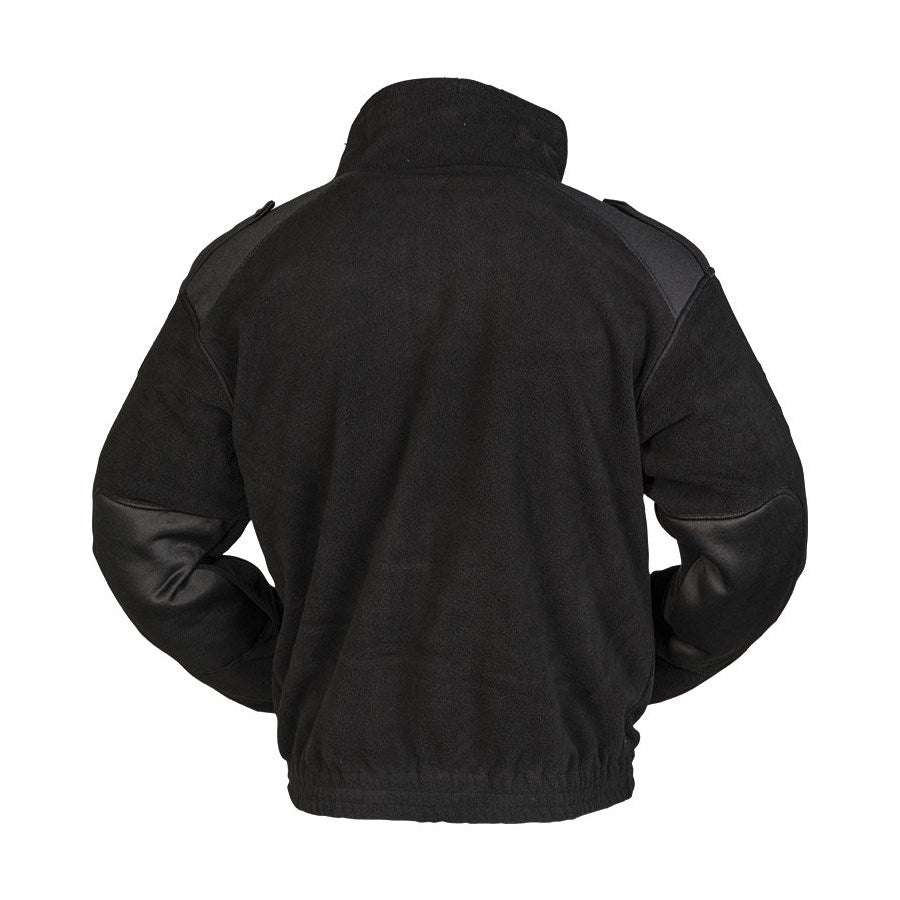 Chaqueta fleece negra estilo francés con cierre y refuerzos en hombros y codos