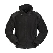 Chaqueta fleece negra estilo francés con cierre y refuerzos en hombros y codos