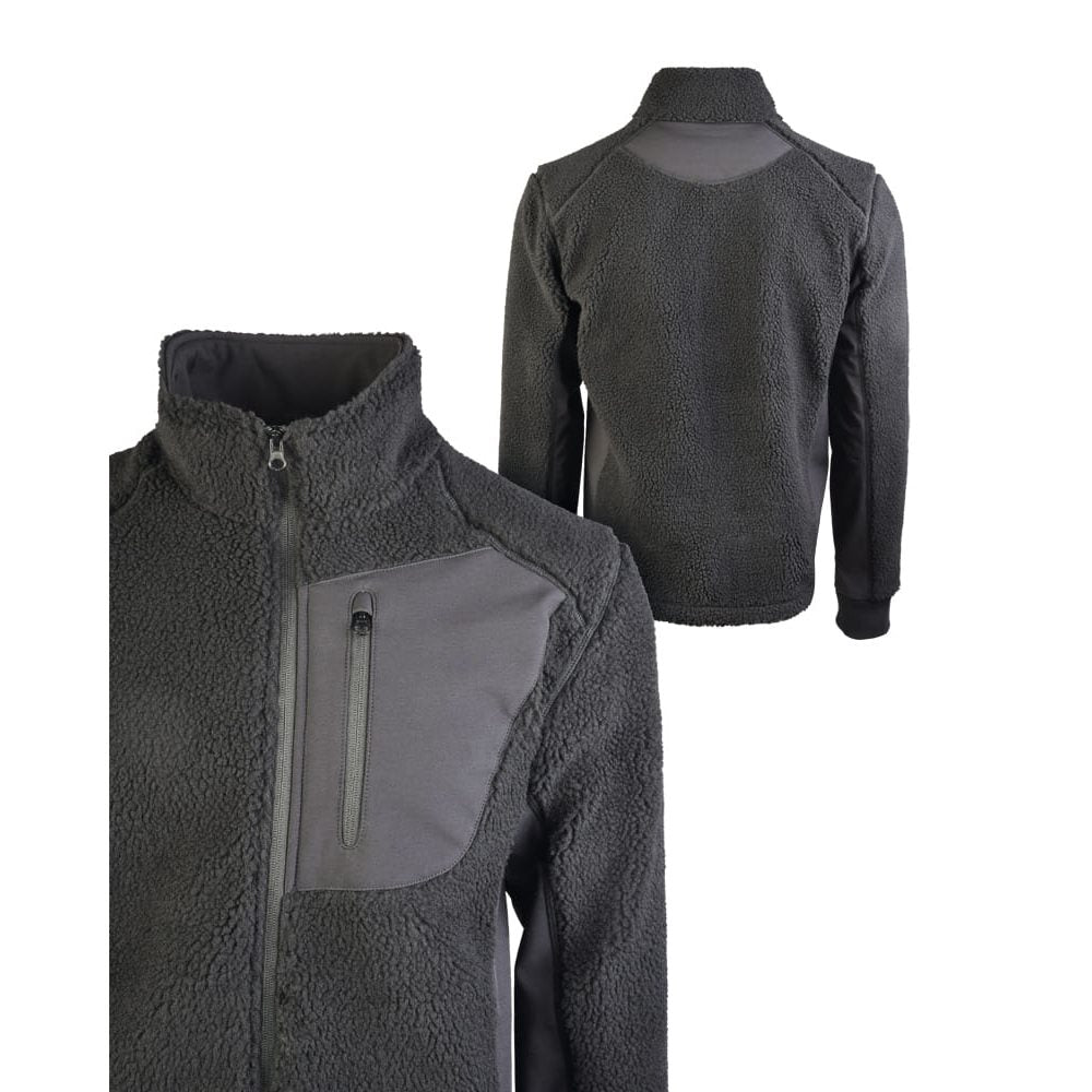 Sudadera BEARFORCE Cold Weather negra en Sherpa fleece con paneles laterales elásticos de softshell