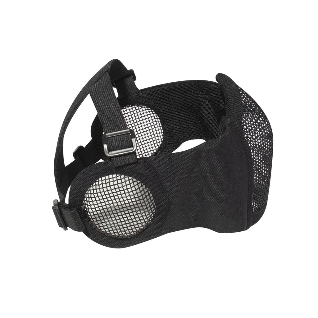Mascarilla GUARD negra de acero para nariz, boca y orejas con correas elásticas ajustables