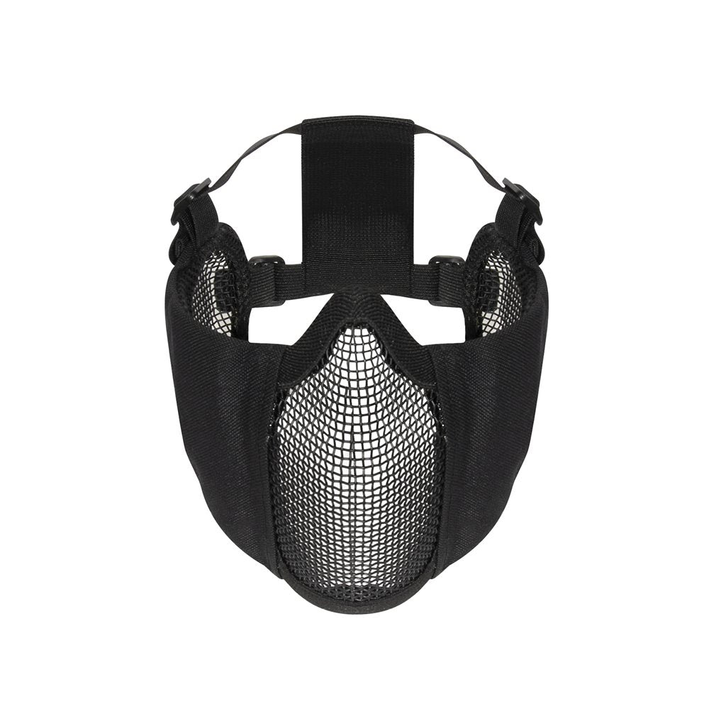 Mascarilla GUARD negra de acero para nariz, boca y orejas con correas elásticas ajustables