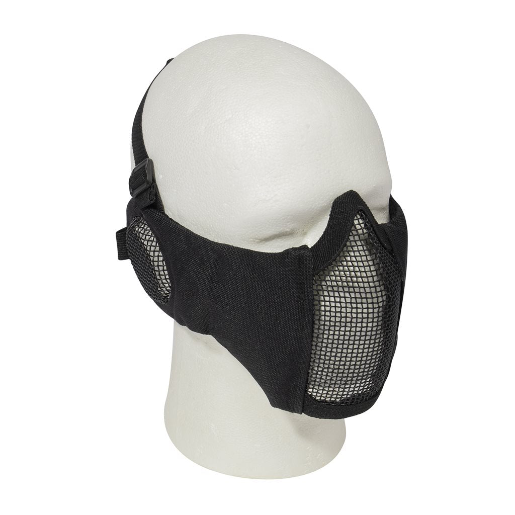 Mascarilla GUARD negra de acero para nariz, boca y orejas con correas elásticas ajustables
