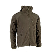 Chaqueta polar verde DELTA con cremallera y capucha, textura waffle, refuerzos elásticos en codos y hombros