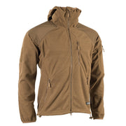 Sudadera fleece DELTA COYOTE con cremallera y capucha, tejido tipo gofre y refuerzos en codos y hombros