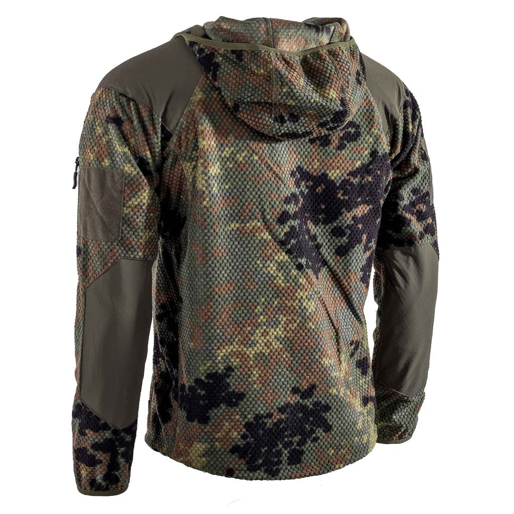 Sudadera con cremallera y capucha Delta Flecktarn en forro polar, refuerzos en codos y hombros
