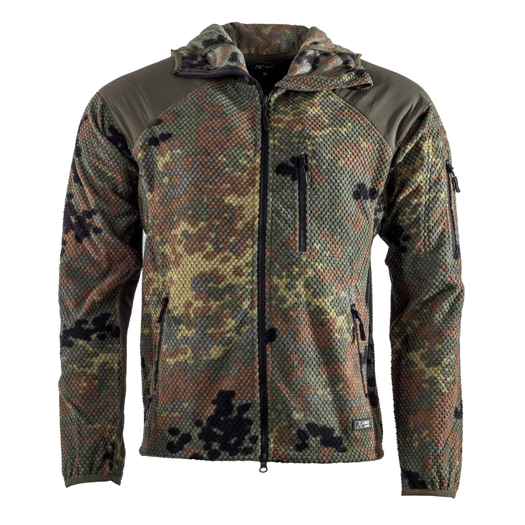 Sudadera con cremallera y capucha Delta Flecktarn en forro polar, refuerzos en codos y hombros
