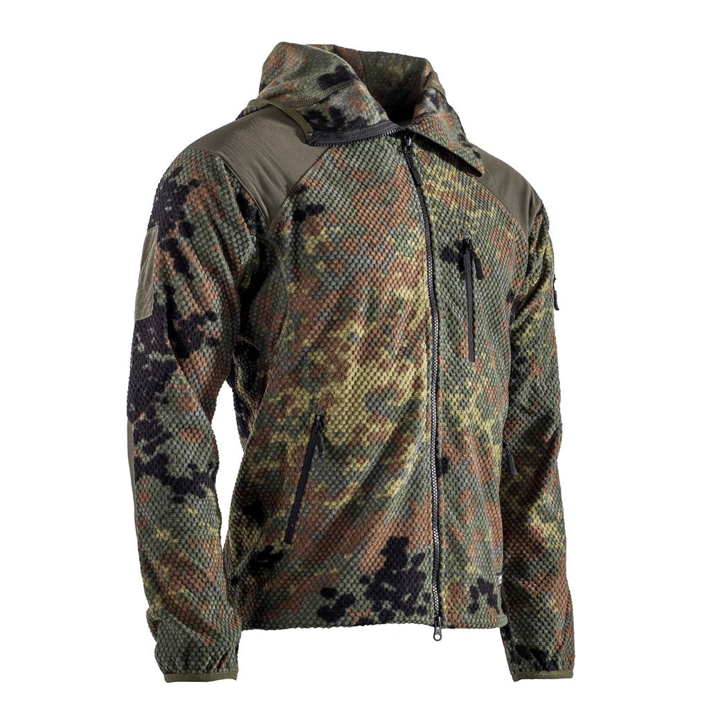 Sudadera con cremallera y capucha Delta Flecktarn en forro polar, refuerzos en codos y hombros