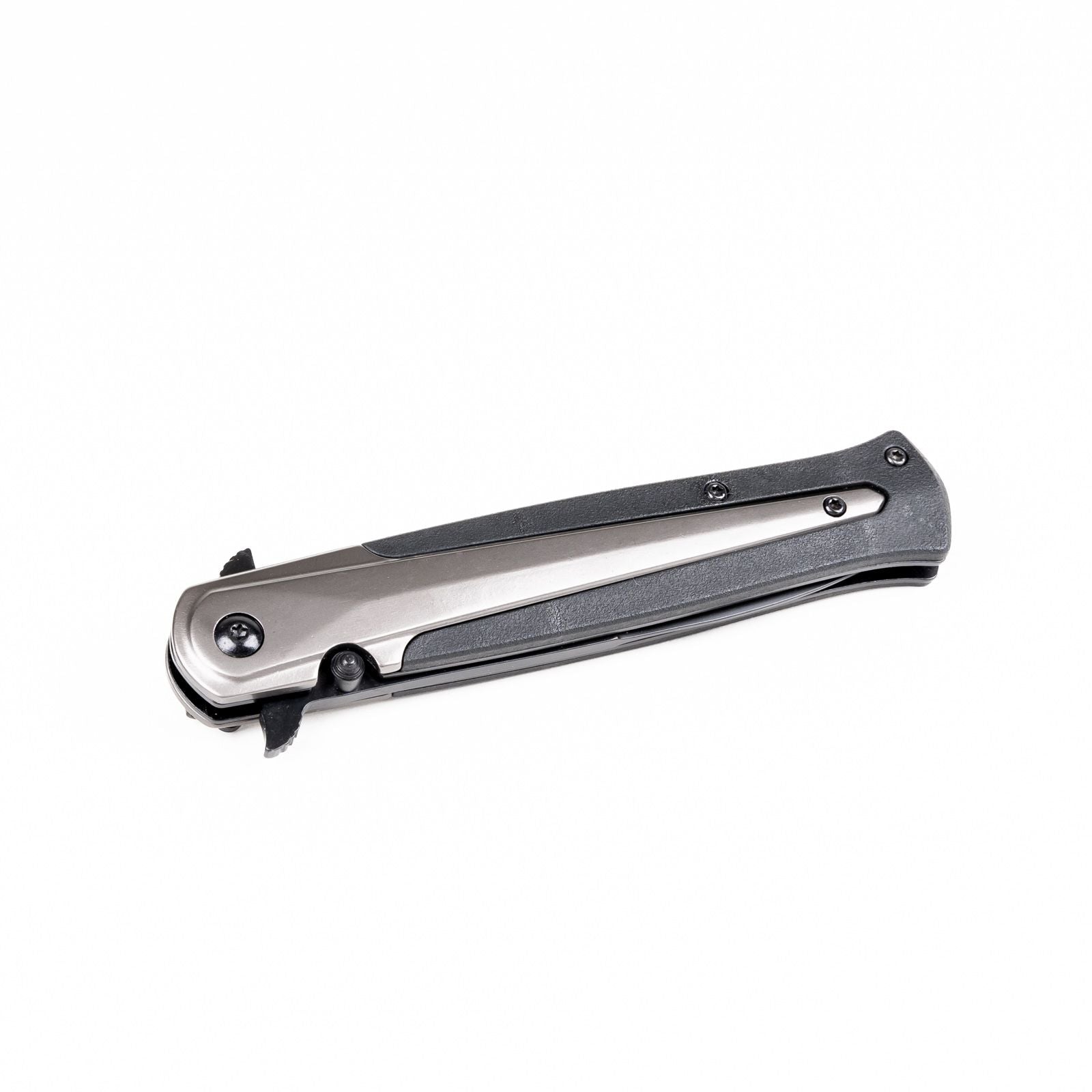Navaja plegable Smith & Wesson 1085898 con hoja ennegrecida, mango acero y nylon, bloqueo LinerLock y clip