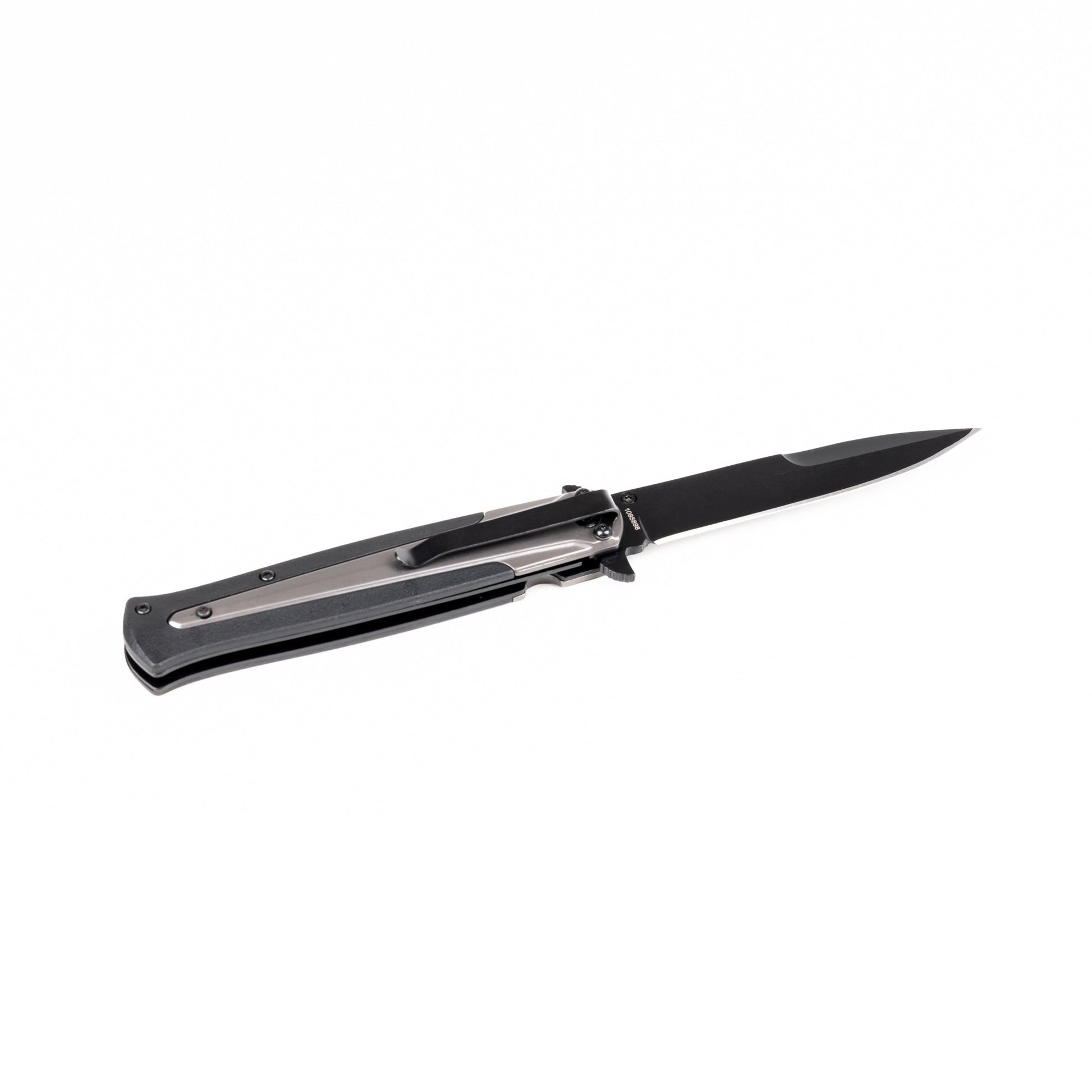 Navaja plegable Smith & Wesson 1085898 con hoja ennegrecida, mango acero y nylon, bloqueo LinerLock y clip