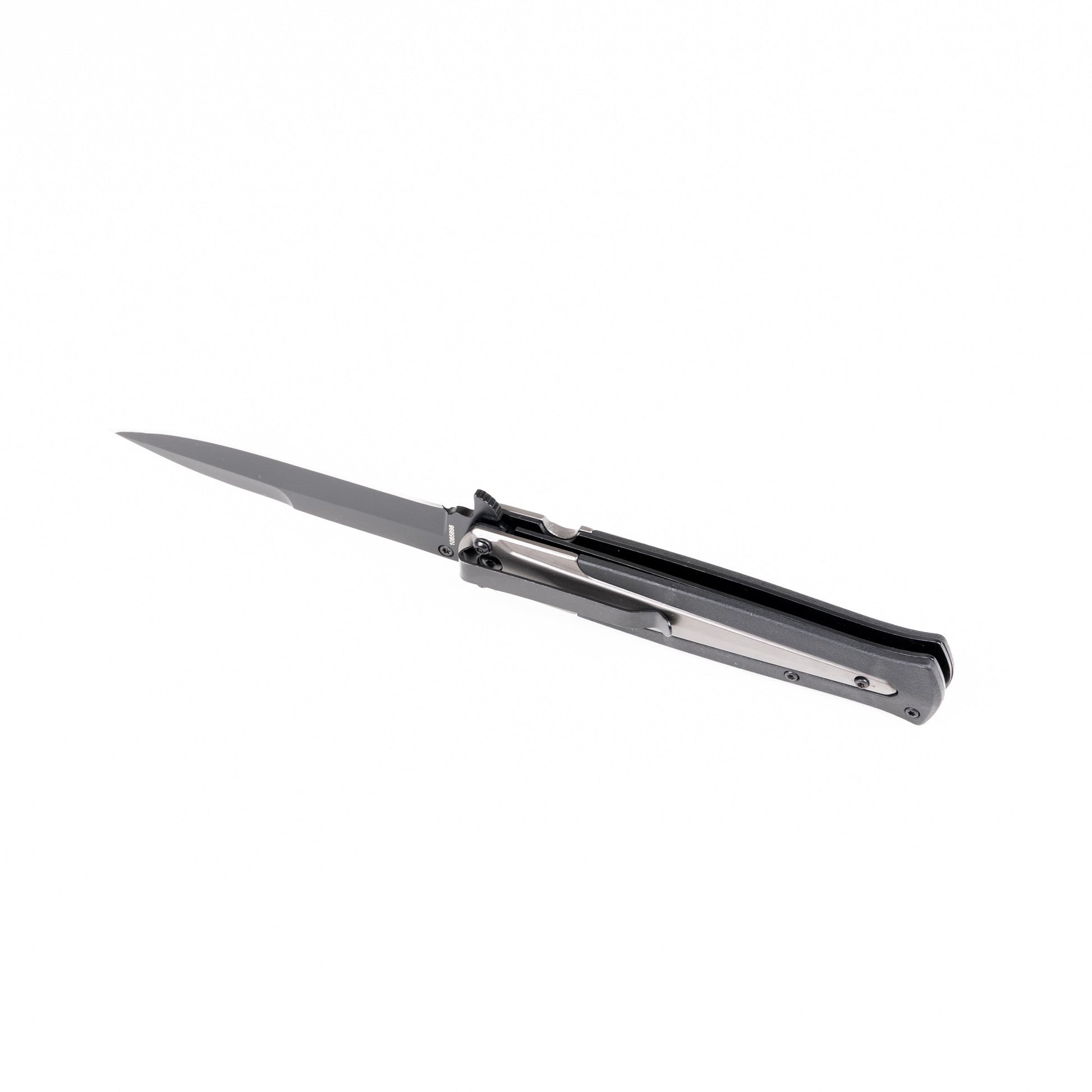 Navaja plegable Smith & Wesson 1085898 con hoja ennegrecida, mango acero y nylon, bloqueo LinerLock y clip