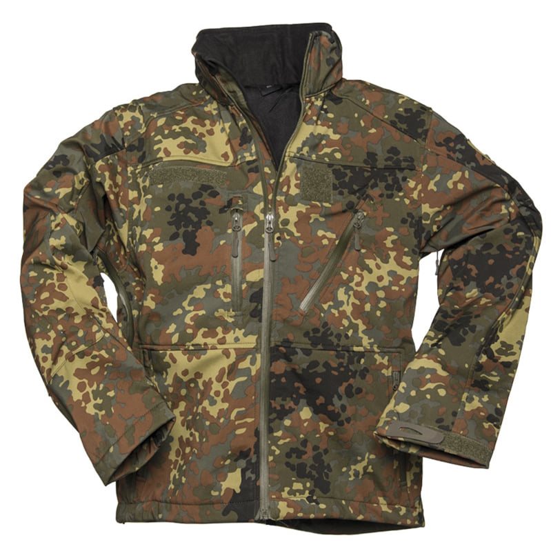 Chaqueta softshell SCU 14 Fecktarn en camuflaje, vista frontal