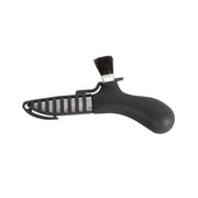 Cuchillo para setas KARL JOHAN negro con cepillo de crin y funda de plástico