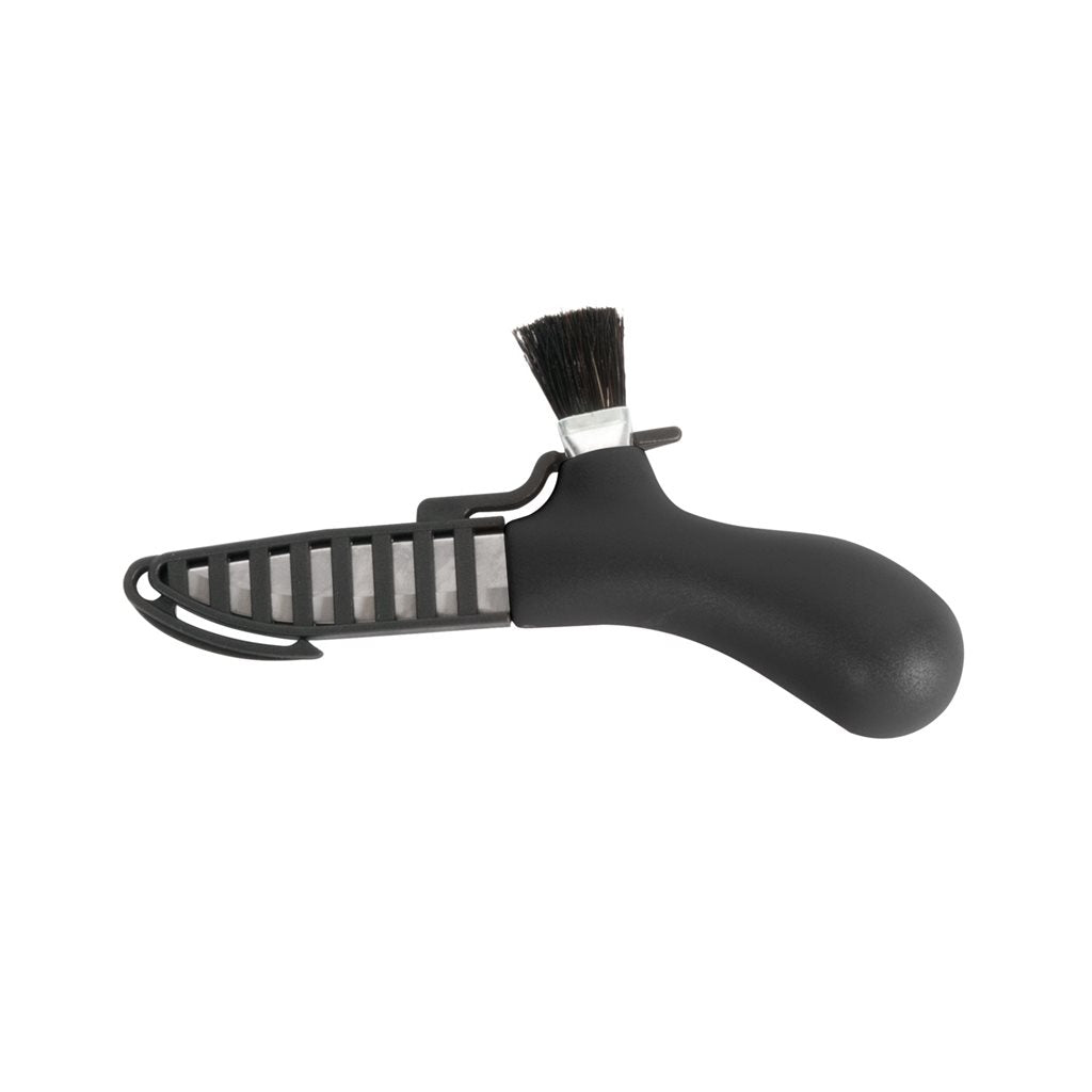 Cuchillo para setas KARL JOHAN negro con cepillo de crin y funda de plástico