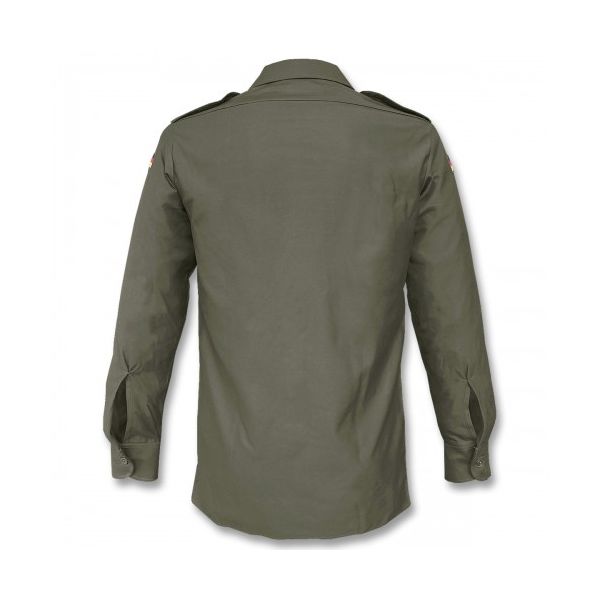 Camisa militar BW verde con dos bolsillos de pecho, bolsillo para bolígrafo y parche Bundeswehr en las mangas