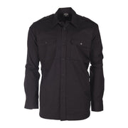 Camisa de campo negra ripstop 100% algodon con bolsillos de pecho y hombreras
