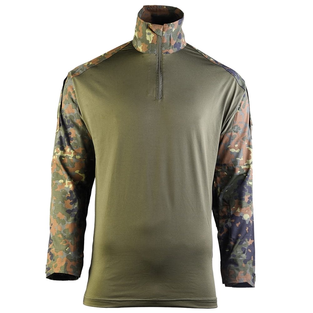 Camisa táctica Flecktarn con cuello, torso transpirable y tejido rip-stop