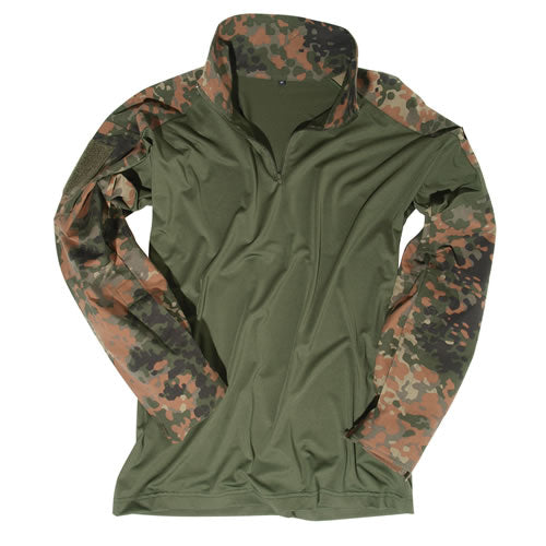Camisa táctica Flecktarn con cuello, torso transpirable y tejido rip-stop