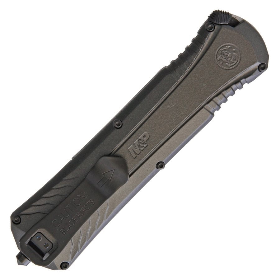 Cuchillo OTF automático negro con hoja lisa 8,3 cm y mango de aluminio 13,3 cm