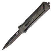 Cuchillo OTF automático negro con hoja lisa 8,3 cm y mango de aluminio 13,3 cm