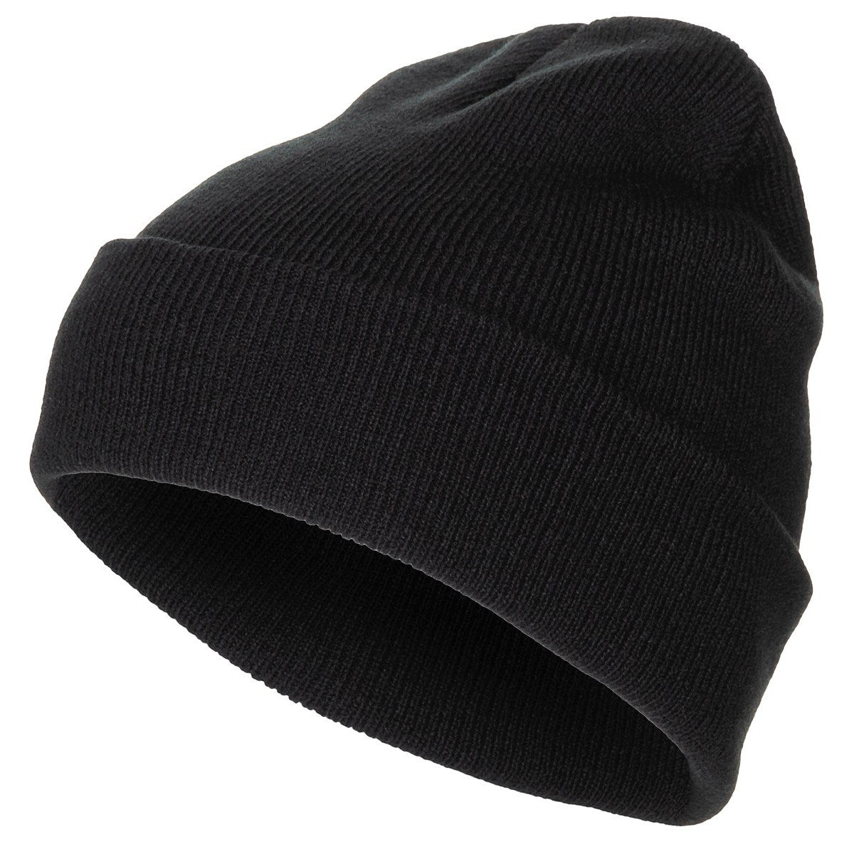 Gorro finamente tejido acrílico negro, gorro clásico de punto