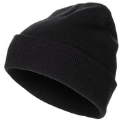 Gorro finamente tejido acrílico negro, gorro clásico de punto