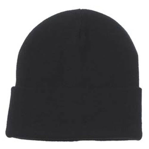 Gorro finamente tejido acrílico negro, gorro clásico de punto