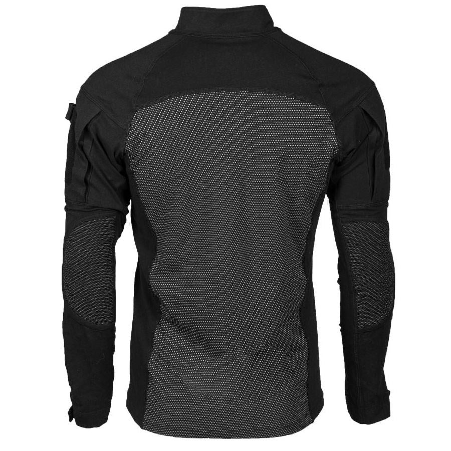 Camisa táctica ASSAULT MIL-TEC negra con cuello alto y bolsillos en los bíceps