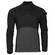 Camisa táctica ASSAULT MIL-TEC negra con cuello alto y bolsillos en los bíceps