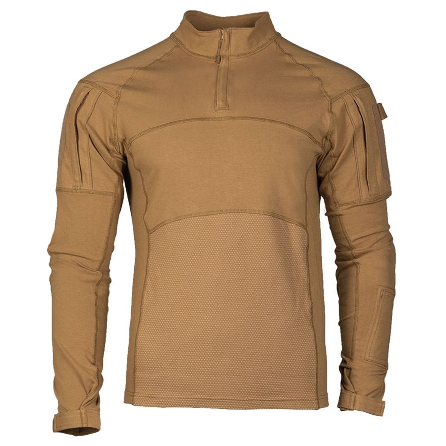 Camisa táctica ASSAULT Coyote MIL-TEC, tejido elástico y bolsillos en bíceps