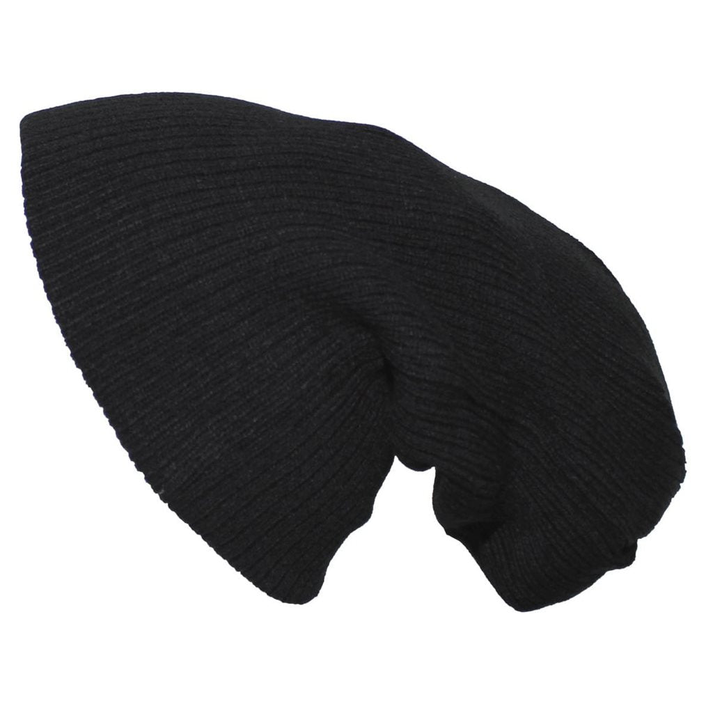 Gorro beanie de punto extra largo negro