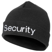 Gorro negro tejido con bordado plateado 'Security'