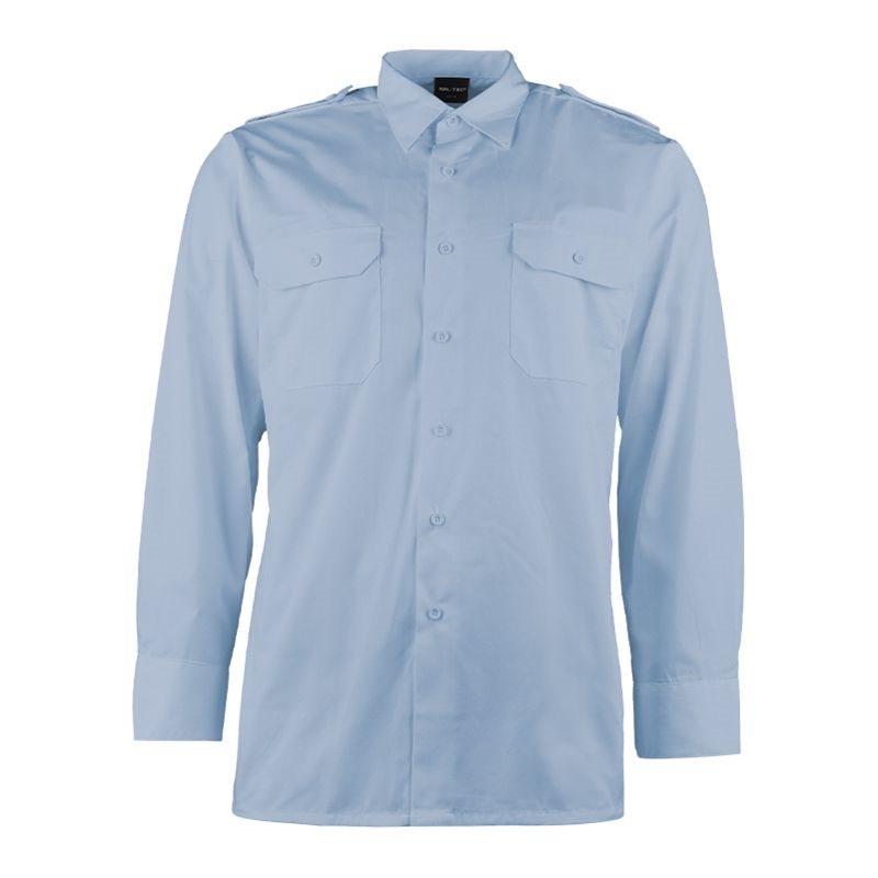 Camisa SERVIS manga larga con botones, dos bolsillos con solapa y hombreras (65% poliéster, 35% algodón)