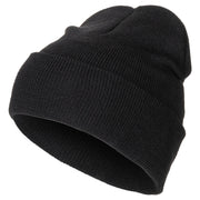 Gorro de punto fino 100% lana negro, gorro tejido clásico visto de frente