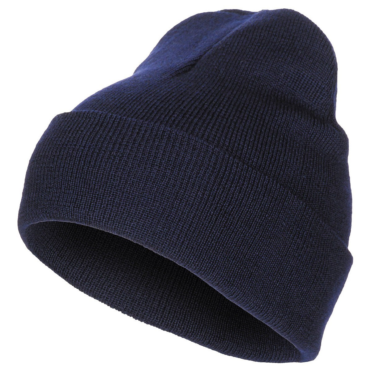 Gorro de punto fino 100% lana negro, gorro tejido clásico visto de frente