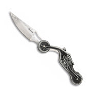 Navaja plegable con empuñadura en forma de motocicleta y hoja de acero inoxidable de 80 mm